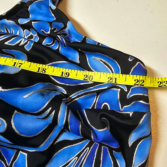 Maxine Instant Minimizer Faux Skirtini Black/Blue/Metallic Silver Plus Size 26W - Picture 10 of 10